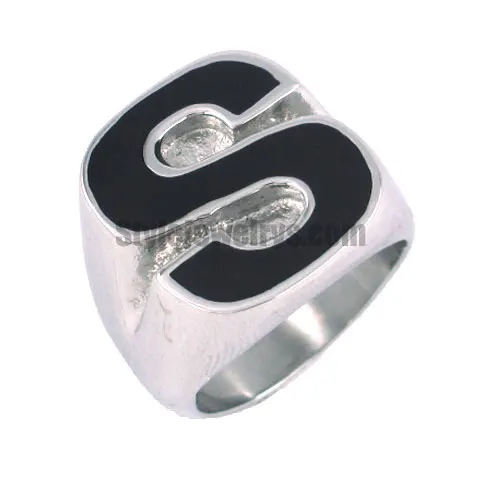 Black Superman S Ring Stainless Steel Jewelry Fashion Motor Biker Men Boy Ring Wholesale SWR0068