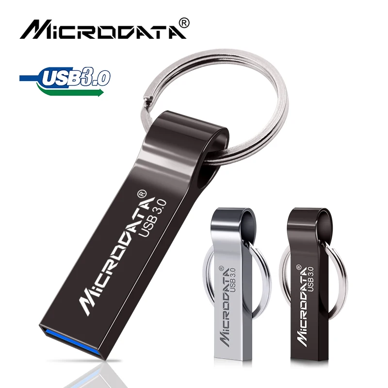 Металлический USB флеш-накопитель, USB 3,0, водонепроницаемая флешка, 32 ГБ, 16 ГБ, флеш-накопитель, 64 ГБ, 128 ГБ, usb флешка для ПК с бесплатным кольцом для ключей