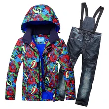 Мужской лыжный костюм ветрозащитная водонепроницаемая Спортивная одежда для катания на лыжах Сноуборд супер теплая Женская куртка брюки Мужское пальто брюки Термо
