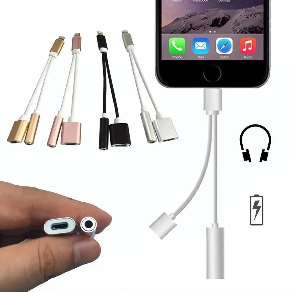 NEW 2in1 Charger & Lightning 8P to 3.5mm Headphone Jack AUX Audio