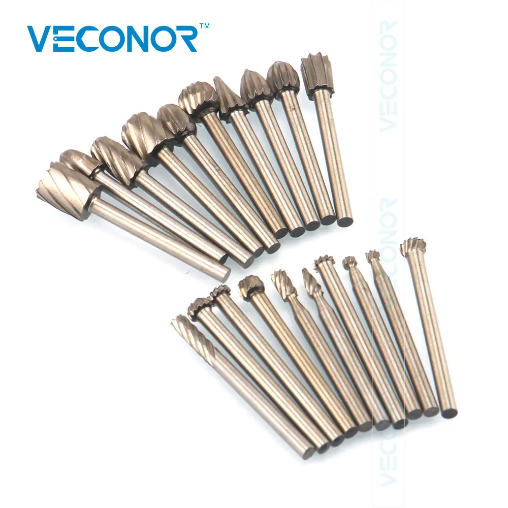 20PCS High Speed Steel Burr Woodworking Drill Bit Set Carving Rasps For Dremel 1/8 Inch Shank Burs