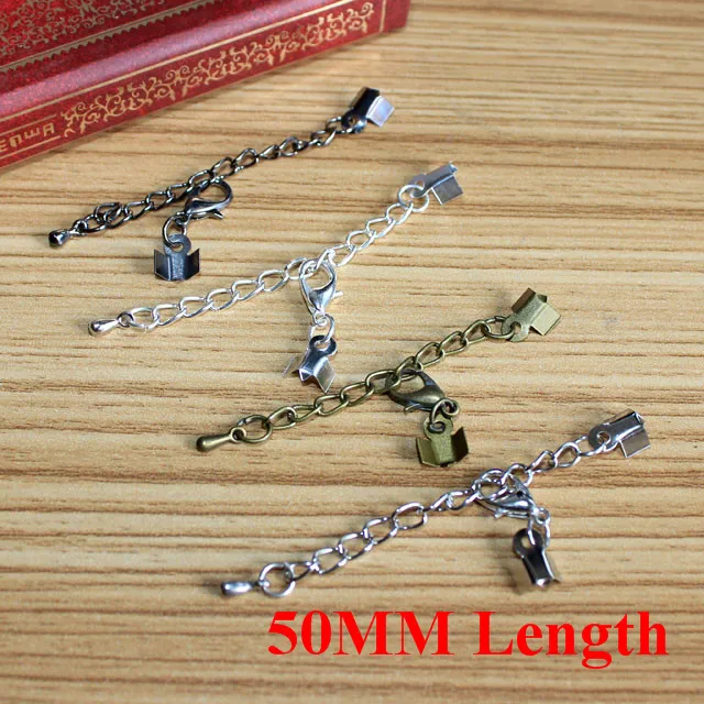 

Fit 3mm Necklace Bracelets Square Leather Cords Assorted 4 Colors With Lobster Clasps 5/7cm Extender End Crimp Fastener Clip