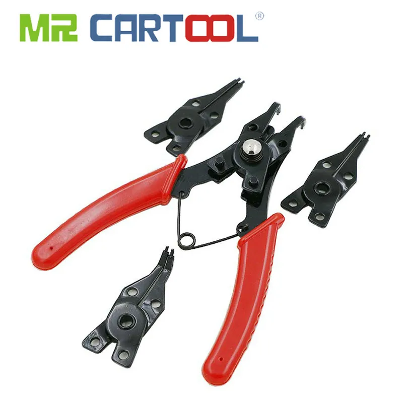 

4 in 1 Snap Ring Pliers Plier Set Circlip Combination Interchangeable Retaining Clip Tool Kits External + Internal Retaining Mul