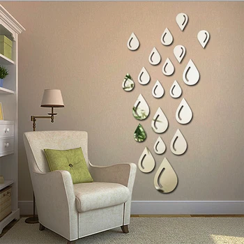 

DIY Waterdrop Wall Mirror Sticker, Decals for Living Room TV Backdrop Kids Room Decor Self-adhesive Acrylic Wall Decoration