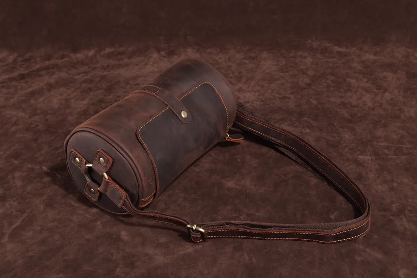 

B Retro Cylinder shoulder bag solid color portable diagonal postman bucket bag