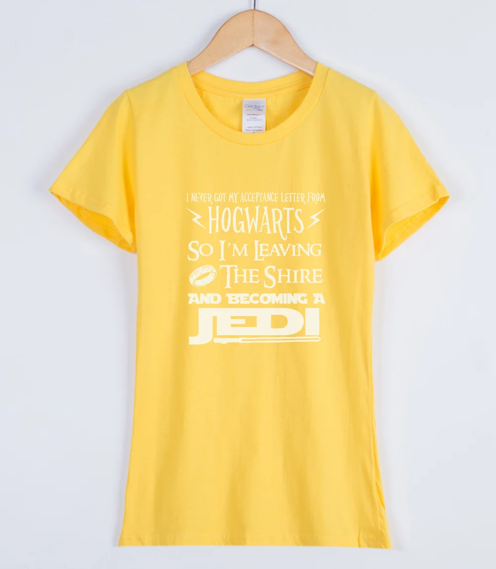 Забавные женские футболки для взрослых с надписью «I Never Got My Acceptance» из Хогвартса,, летняя футболка, брендовая Корейская женская футболка в стиле рок - Цвет: yellow