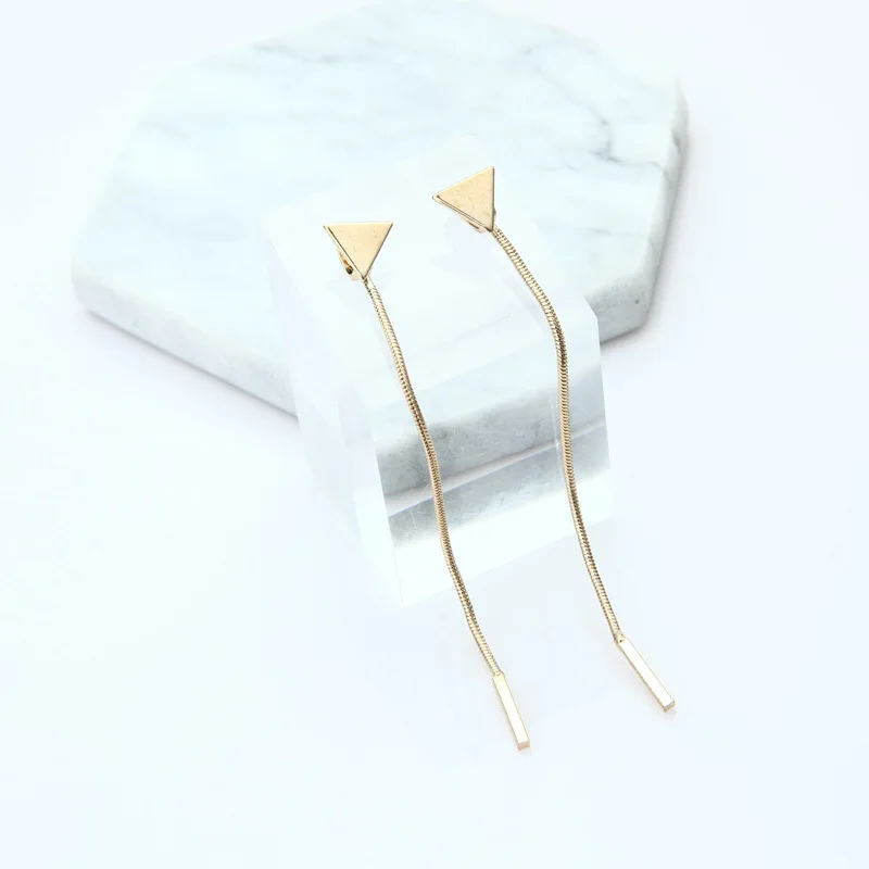 

New fashion triangle fringed chain gold and silver earrings Earings fashion jewelry 2018 long earrings statement earrings