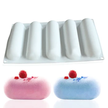 

1 PCS Eco-Friendly White Silicone Cake Mold Non-Stick Elongated Mold With Transparent Ring For Mousse Muffin Baking Bakeware