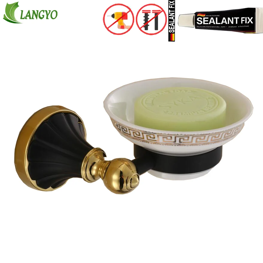 

Soap Dishes Gold Color Wall Mounted Soap Holder Black Metal Soap Dish for WC Bathroom Accessories Sanitary ware Bath Products