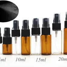 20 шт./лот, 5 мл, 10 мл, 15 мл, 20 мл, стеклянная Пустая бутылочка с распылителем стеклянные флаконы для духов, многоразовый распылитель духов, аксессуары для путешествий