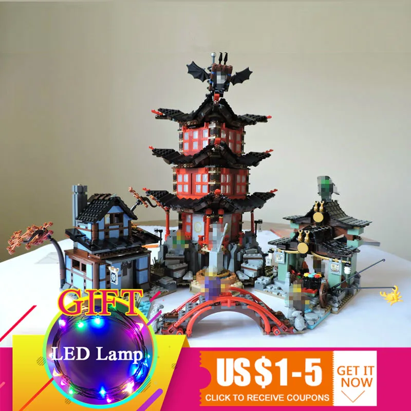 

06022 2150Pcs Ninja Temple of Airjitzu Jay Kai Cole set Compatible with 70751 Building Block Brick Toy