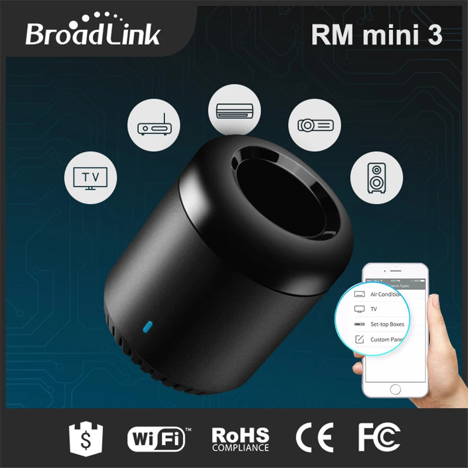 

Broadlink RM Mini3, Black Bean, WiFi+IR Universal Intelligent Wireless Remote Controller, Smart Home Automation, On Sale