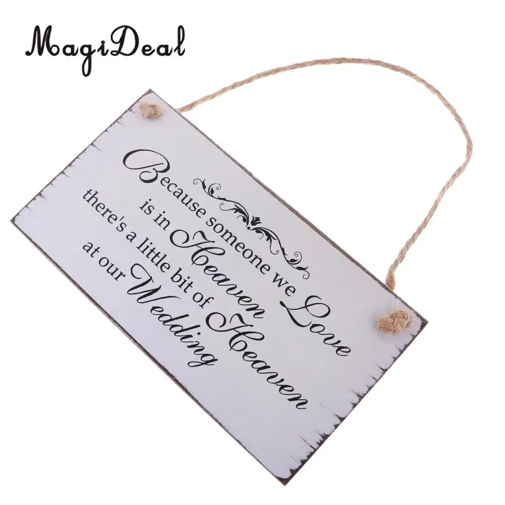MagiDeal Romantic Title Because Someone We love is in Heaven Wedding Sign Memorial Hanging Plaque Wedding Board Gift 22 x 10.5cm