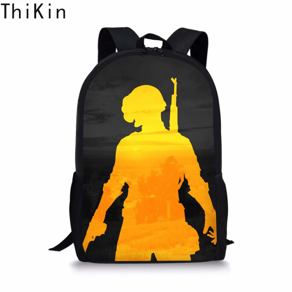 

THIKIN Fashion PUBG Theme Men Backpack Women School Supplies Satchel Casual Book Bag for Kids Boy Girls Mochila Infantil