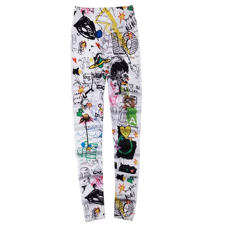

Hot Sale Women Graffiti Print Leggings Fitness Sexy Women Sporting Workout Leggins Jogging High Waist Elastic Slim Pants