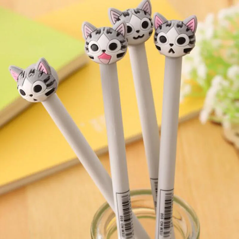 

10pc Cat Pen Creative Cartoon Cheese Cat Gel Pen Expression Cat Water-Based Black Pen Student Office School Supplies Stationery
