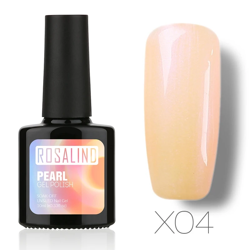 ROSALIND гель 1 S 10 мл перламутровый лак для ногтей чистый цвет УФ отмачиваемый светодиодный лак для ногтей Профессиональные Тени для век Гель-лак - Цвет: X04