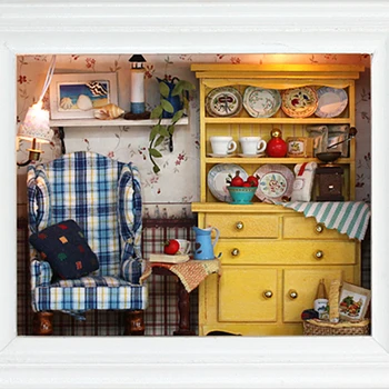 

DIY casa de muñecas de madera casas de muñecas miniatura muebles Kit de juguetes para niños regalo loca W001