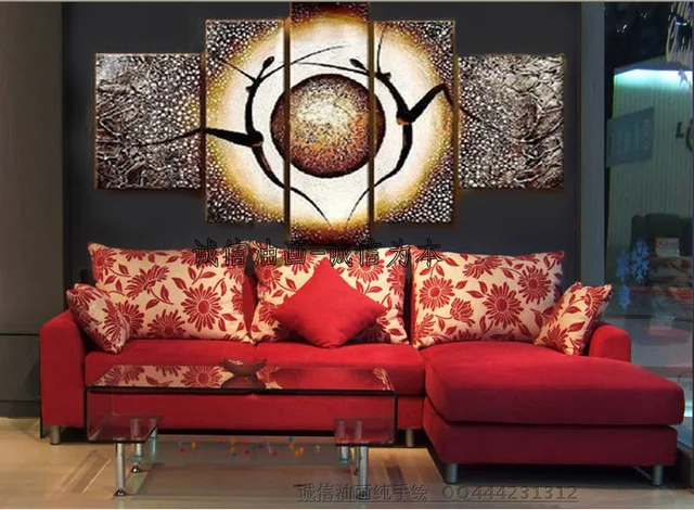 Hand Painted Modern Home Decorative 5 Pieces Canvas Art Oil Painting ... Hand Painted Modern Home Decorative 5 Pieces Canvas Art Oil Painting ...