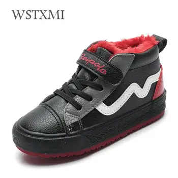 

Winter Kids Ankle Boots Warm Boys Sports Shoes Fashion Children Leather Cowboy Snow Boots Plush Waterproof Girls Martin Boot