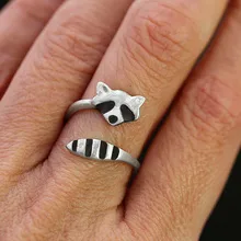 Милое женское маленькое кольцо с енотом, мода бохо, 925 серебряное открытое обручальное кольцо, винтажные обручальные кольца для женщин, ювелирные изделия, подарки