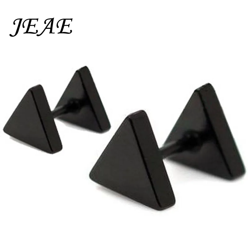 

JEAE 2pcs/lot Punk Black Double Triangle Stainless Steel Stud Earrings For Women Men Jewelry Accessories 2018 Fashion Earring