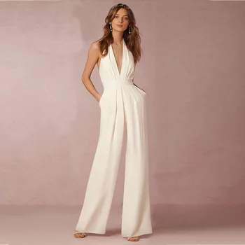 

Sexy Womens Sleeveless Bandage Bodycon Backless Jumpsuit Romper Trousers Evening Clubwear White Elegant Combinaison Femme