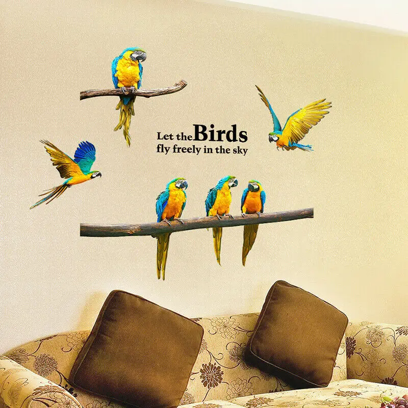 Съемный Летающий попугай настенные наклейки с птицами животных Наклейка Искусство домашний декор комнаты Горячая