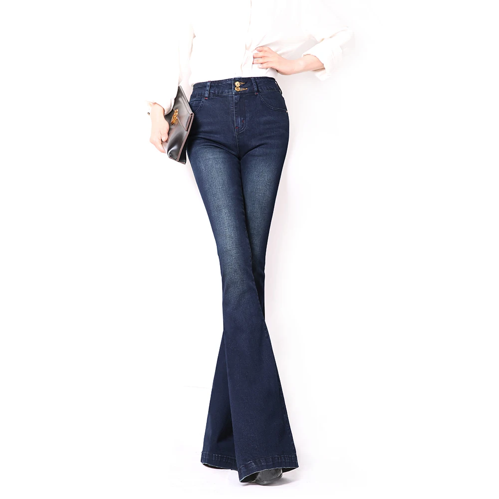 Весенние женские длинные брюки, повседневные офисные брюки, узкие расклешенные джинсы, обтягивающие брюки, ковбойские джинсы со средней талией, плюс размер, C069