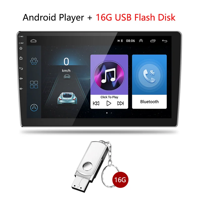 10 дюймов 2din Автомагнитола Android 8,1 универсальный gps wifi сенсорный экран автомобильный аудио стерео FM Автомобильный мультимедийный MP5 плеер зеркало-ссылка - Цвет: With 16G U Disk