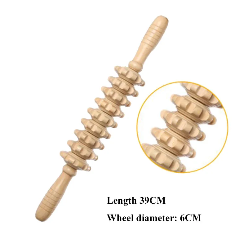 Йога Меридиан бар без краски экрю девять тонких вал колеса весь массажный валик для тела стучал его талия массаж спины шеи ноги деревянный m