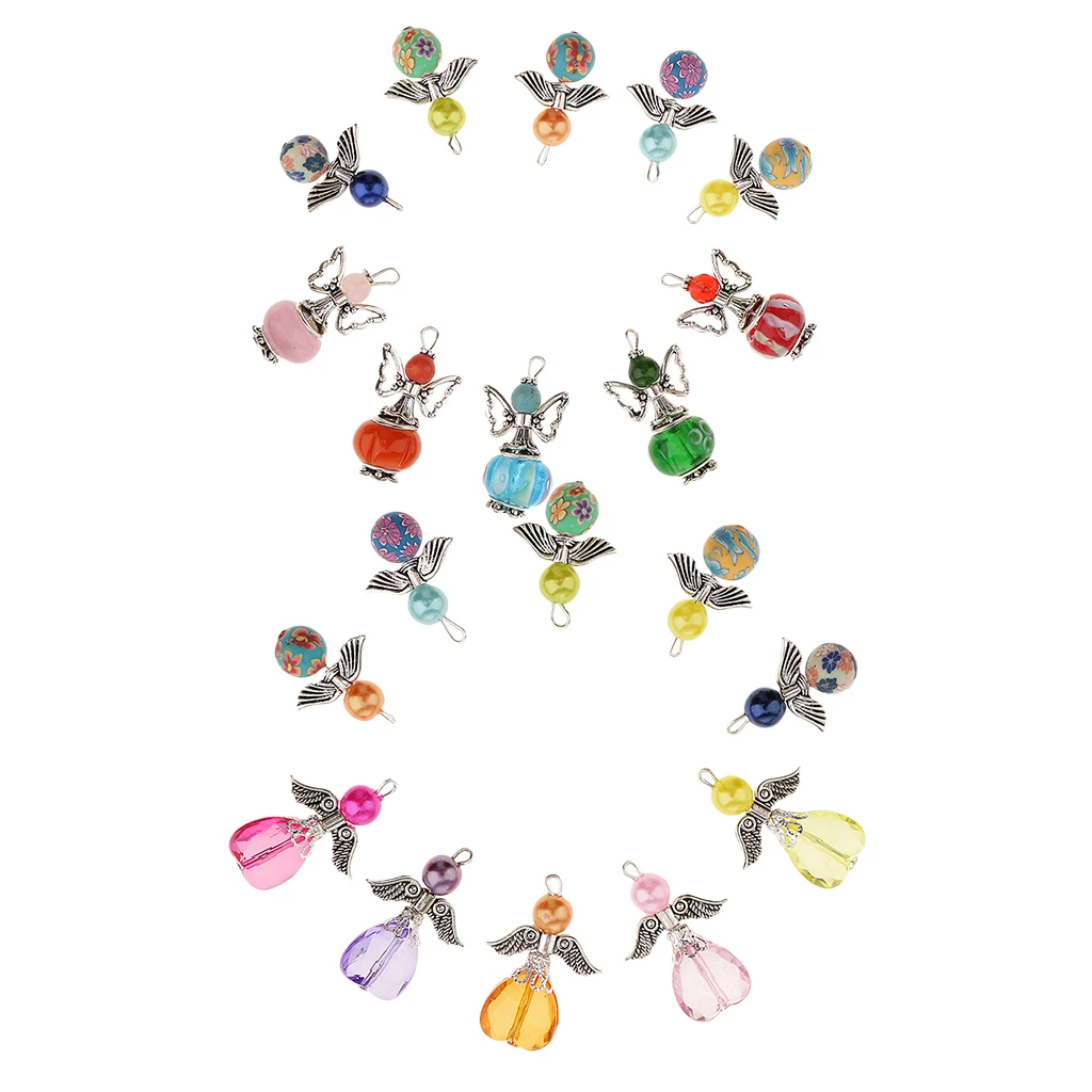 20x Acrylic Pearl Clay Angel Wing Pendants Charms Findings Jewelry Making Accessories for DIY Necklace Bracelet Earrings