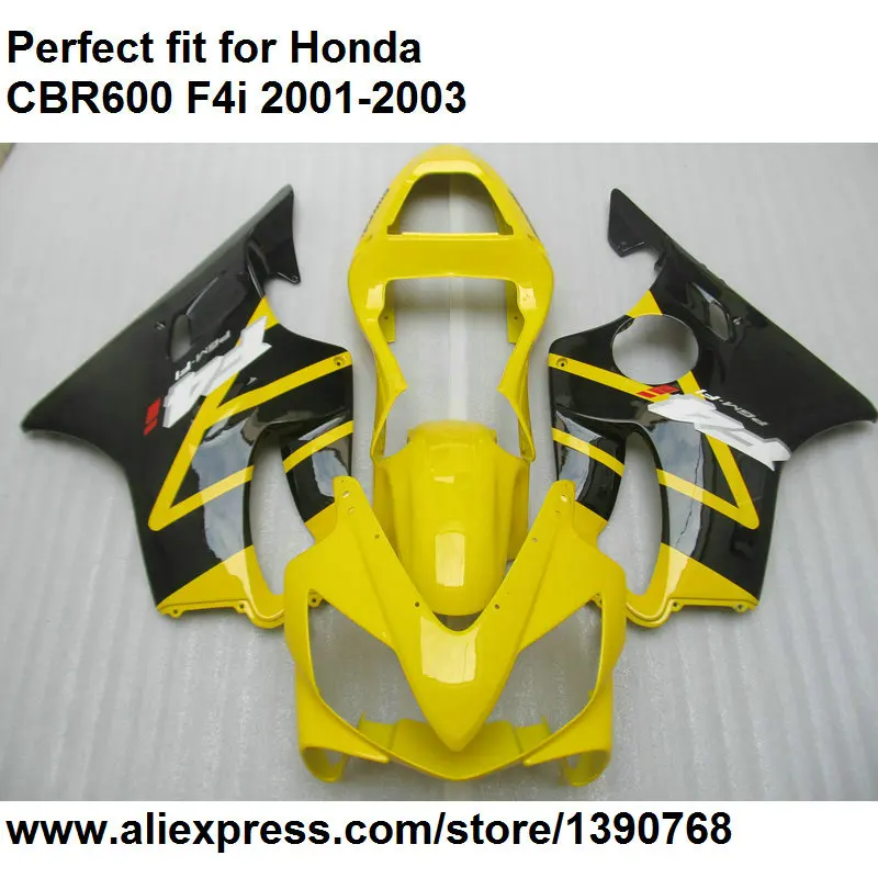 Литье под давлением обтекатель для Honda CBR 600 F4i 2001 2002 2003 желто-черные обтекатели