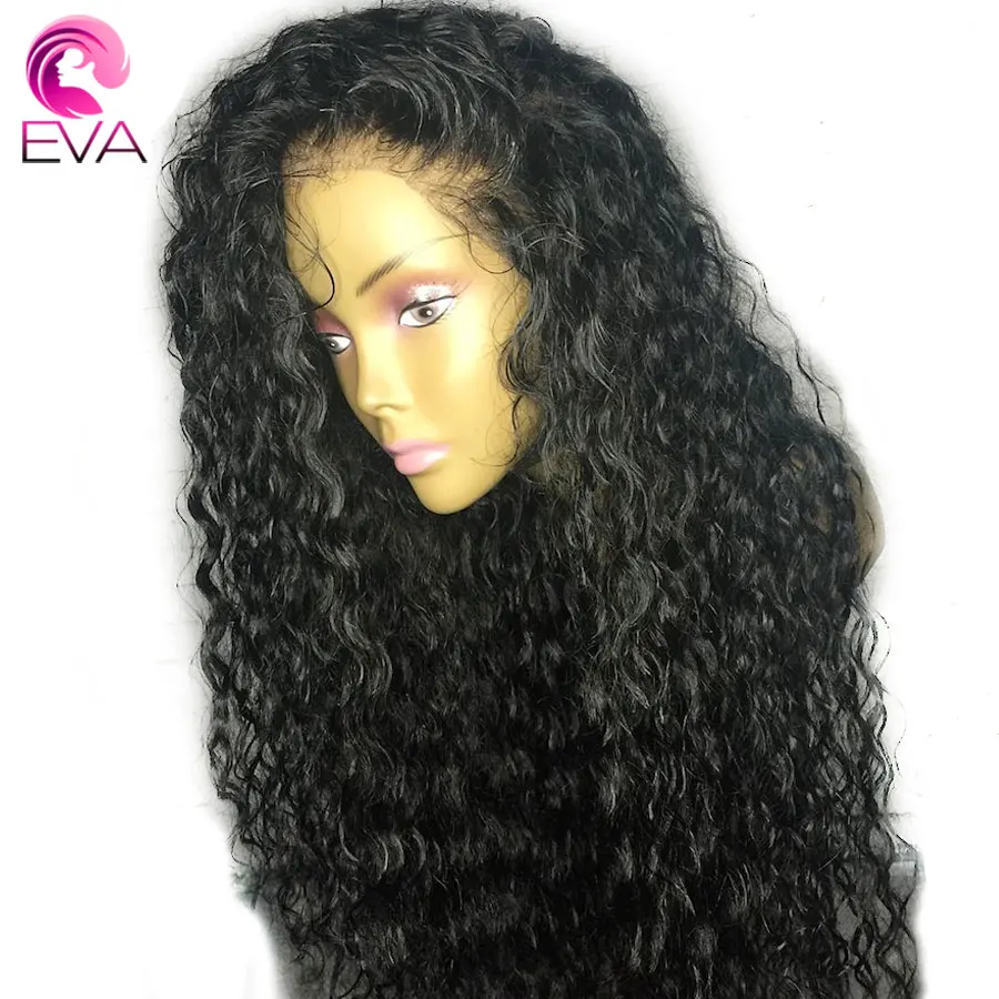 Eva Hair Curly Lace Front Human Hair Wigs With Baby Hair Pre Plucked Brazilian Remy Hair Lace Front Wigs For Women Natural Black