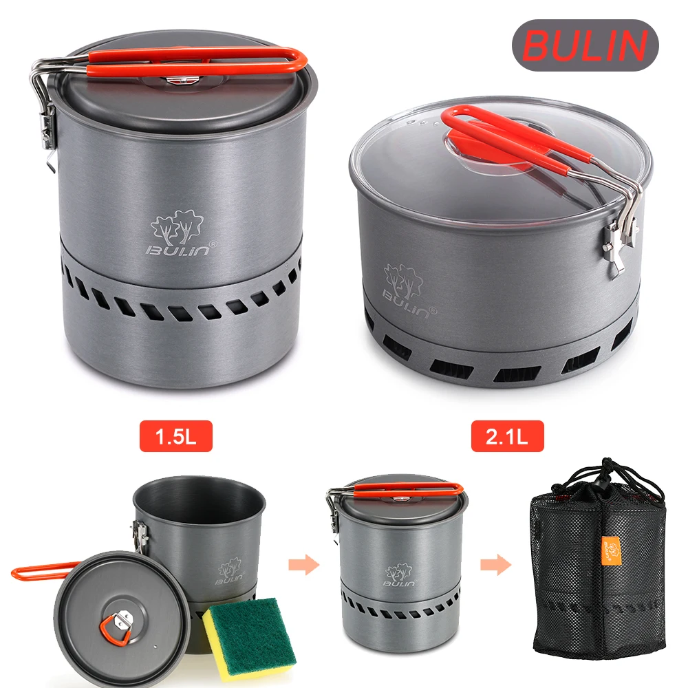 

BULIN Camping Outdoor Pot Camping Cookware Cooking Equipment Hiking Picnic Backpacking Mountaineering Cooking Pot 2.1L 1.5L