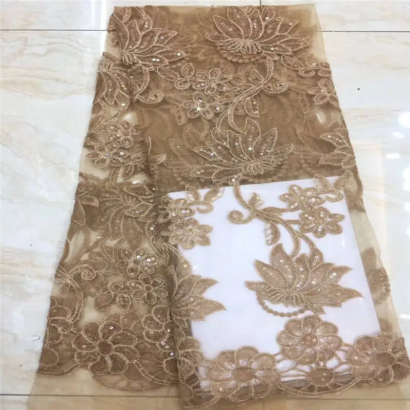 

New design French mesh sequined lace fabric sequin embroidery 2019 latest African sequence lace fabric with embroidered tulle fa