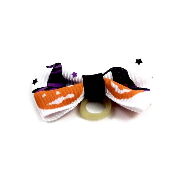 

10 Pcs/lot Halloween Rubber Bands Hair Bowknot Headwear For Pets Cat Dog, Pet Grooming Products Hair Bows Headwear Headdres