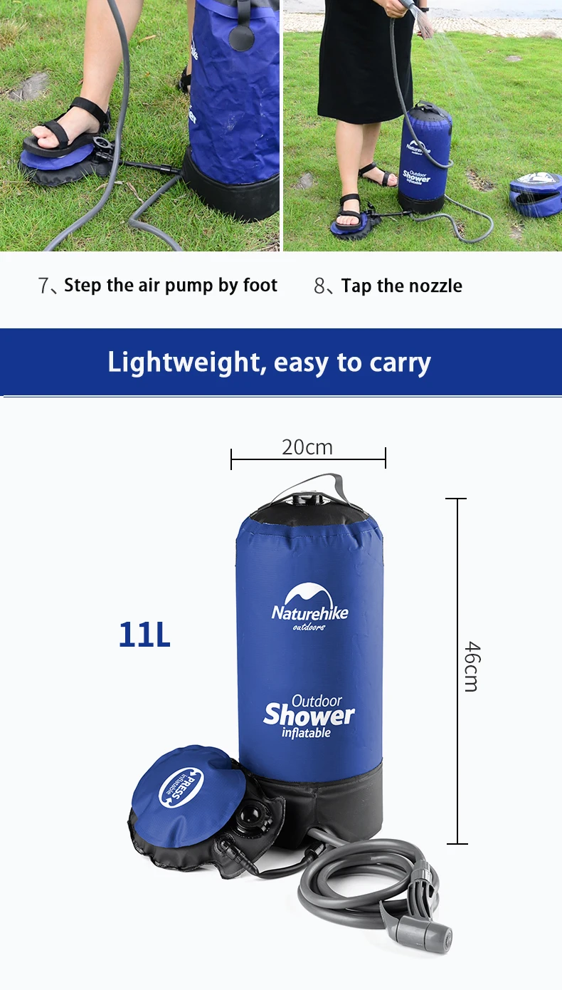 Naturehike 11L Outdoor Camp Shower Water Bag Foldable Mountainotes