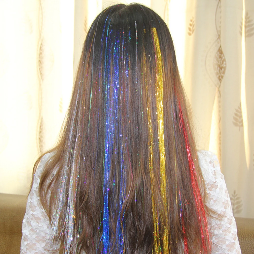 Hair Tinsel Sparkle Glitter Extensions Highlights False Hair