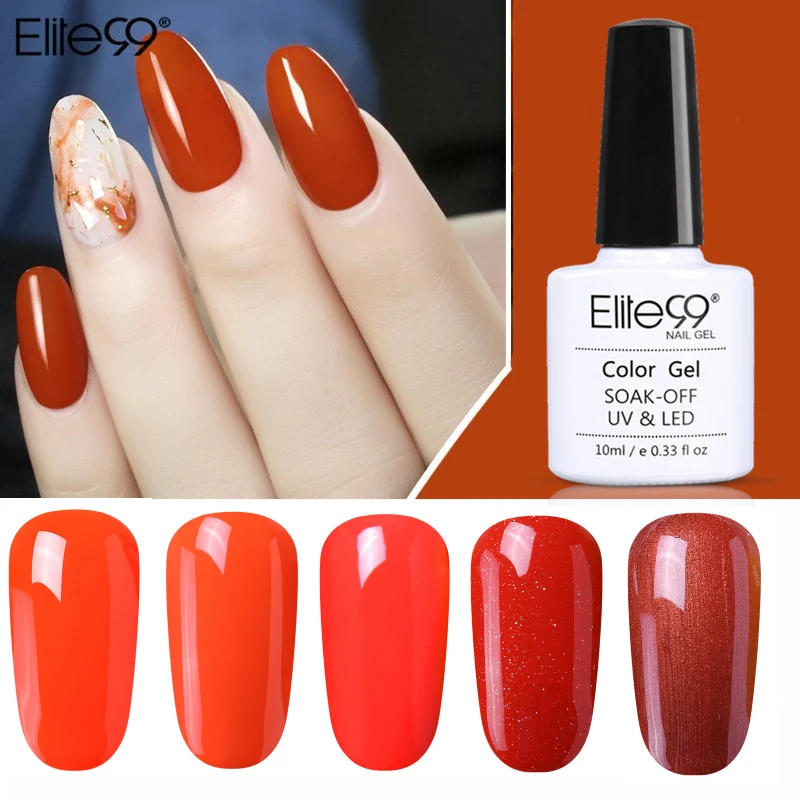 

Elite99 10ML 1-10 Colors UV LED Nail Gel Polish UV LED Orange Nail Art Lacquer Long-Lasting Soak-off Gel Varnish