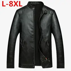 Большие размеры 8XL Для мужчин; кожаная куртка дизайн пальто Для мужчин повседневная мотоциклетная кожаная куртка Для мужчин s veste en cuir