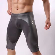 Мужские шорты для бега, бега, шорты, искусственная кожа, тянущиеся штаны, компрессионные брюки, спортивные штаны, длина до середины икры, для тренировок, тренажерного зала