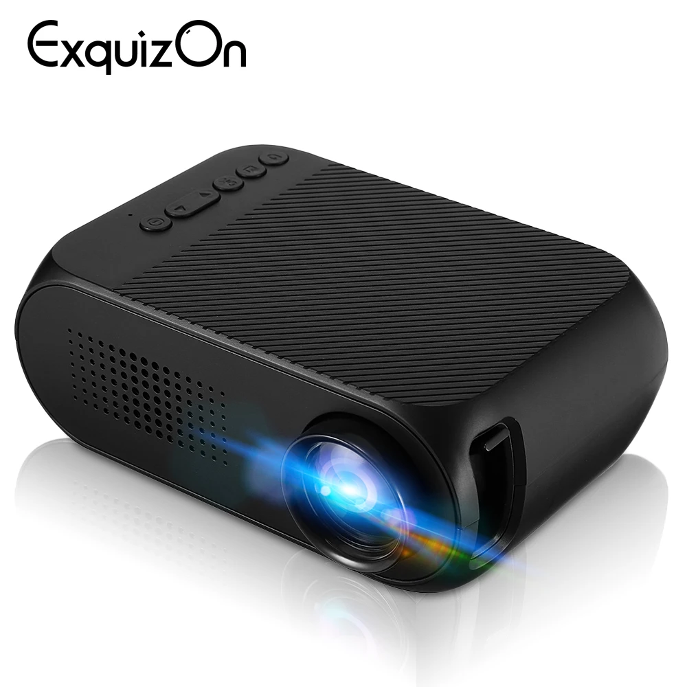 Exquizon YG320 YG200 светодиодный портативный проектор 3,5 мм 320x240 HDMI USB Mini YG320 PK YG300 проектор домашний медиаплеер