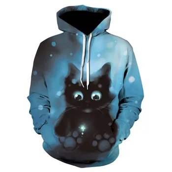 

Brand new animal personality print hoodie, 3d magic cat hoodie for men and women, 2019 brand hoodie hip-hop sportswear street co