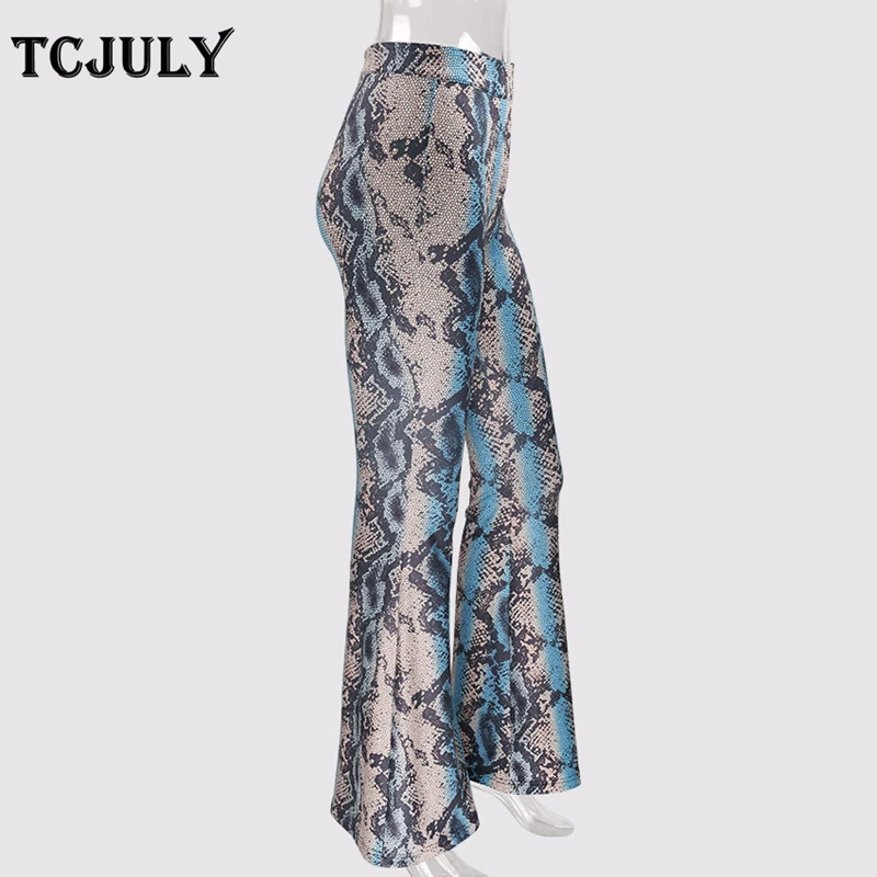 TCJULY مثير الأفعى الجلد خطوط أنماط Printting جرس أسفل السراويل نحيل ضئيلة رفع السراويل النساء مشروط مطاطا السراويل TCJULY مثير الأفعى الجلد خطوط أنماط Printting جرس أسفل السراويل نحيل ضئيلة رفع السراويل النساء مشروط مطاطا السراويل