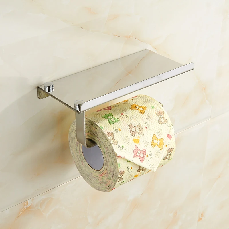 1PC Stainless Steel Bathroom Paper Phone Holder Shelf Mobile Phones Towel Rack Toilet Paper Holder For Bathroom accessories