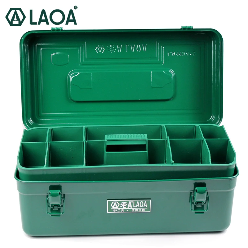 Caixa de Ferramentas do Agregado Laoa Multifunction Engrossar Ferro Toolkit Tamanho 410*210*180mm Professional Reparação Peças Familiar