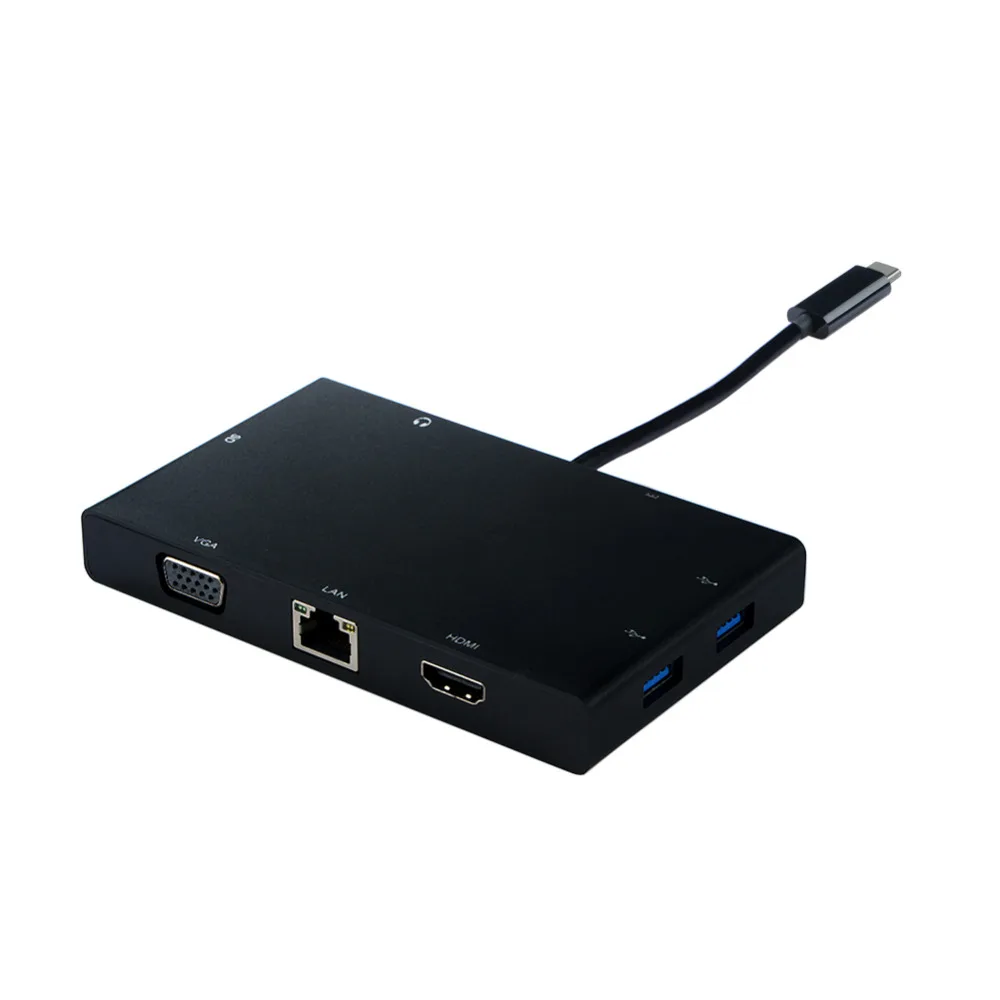 

8 in 1 USB 3.1 Type C to UAB 3.0 4K HD HDMI VGA Audio SD Card LAN Multi-Port Combo TV Video Adapter Cable