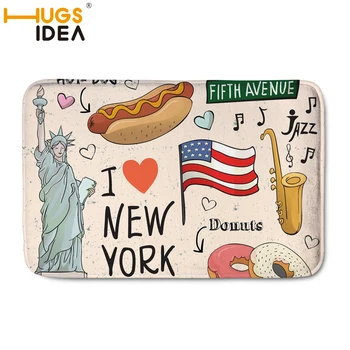 

HUGSIDEA New York Sticker Area Rugs Flannel Rug Memory Foam Carpet Mat Big Carpets for Home Living Room 59*40cm Foyer Carpet