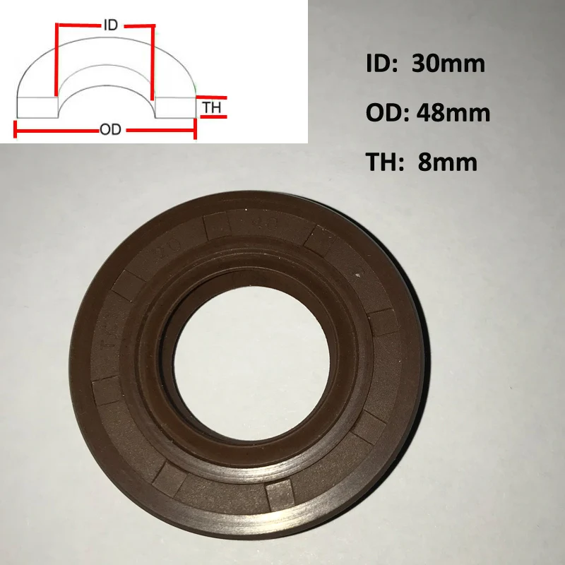 

2 PCS TC 30 x 48 x 8mm VITON Oil Grease Seal FKM Rubber Double Lip With Garter Spring
